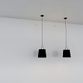 Modern Minimalist Interior With Two Black Pendant Lights Hanging From White Ceiling 3d model
