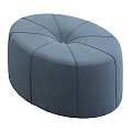 Modern Round Fabric Ottomans In Beige And Navy Blue With Stitched Top Design Details