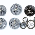 Vintage Mechanical Clocks With Intricate Gear Design And Classic Dials