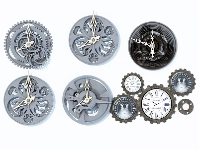 Vintage Mechanical Clocks With Intricate Gear Design And Classic Dials 3d model