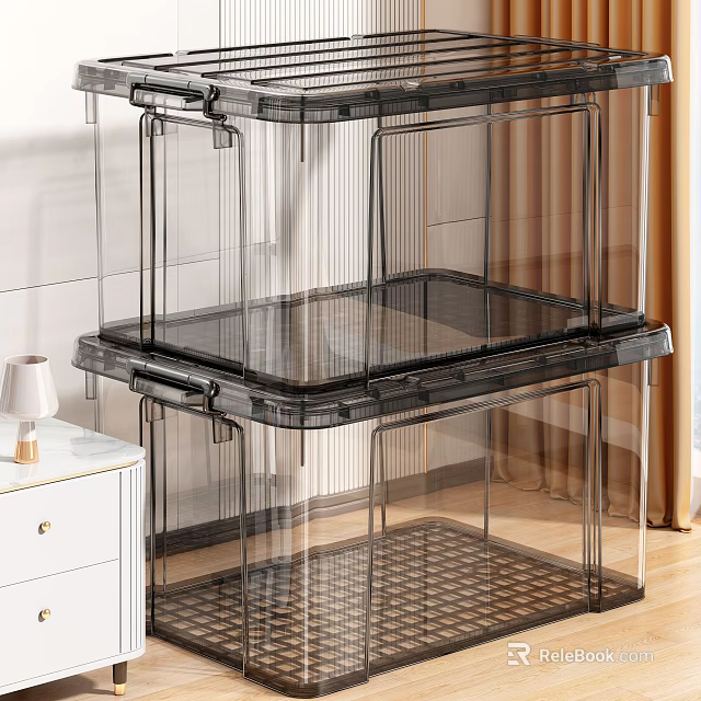 Transparent Multi Layer Stackable Clear Plastic Storage Baskets For Home Organization 3d model 
