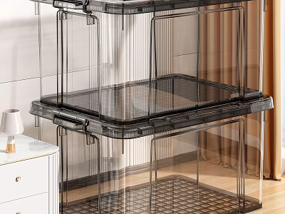 Transparent Multi Layer Stackable Clear Plastic Storage Baskets For Home Organization 3d model