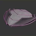 Silver Geometric Metal Armor Piece With Streamlined Cut Surfaces And Futuristic Design