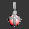 Spherical Metal Frame Object With Pink Center Gray Handle And Metallic Fasteners