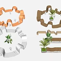 Modern Curved Outdoor Chairs With Modular Design And Green Plants For Garden Relaxation