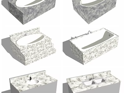 Marble Washbasins With Various Designs Including Above Counter And Under Counter Vanity Tops 3d model