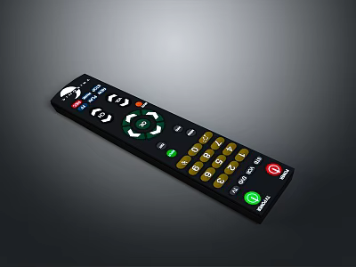Black Computer Multimedia Remote Control With Digital Buttons And Function Keys Design For PC Use 3d model