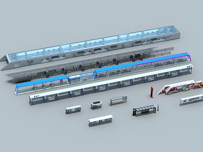modern bus platform 3d model