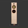 Sleek Rose Gold Tower PC Speaker With Yellow And Orange Drivers And Stable Base Design
