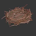 Handmade Natural Plant Twig Bird Nest Structure Isolated On White Background
