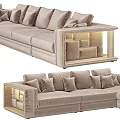Modern Light Gray Sectional Sofa With Plush Cushions And LED Storage 3d model