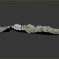 Highly Detailed 3D Terrain Model of Mountain Range Featuring Snow Capped Peaks and Valleys