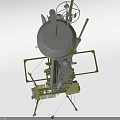 Large Green Industrial Mechanical Structure With Platform Lifting Mechanism And Human Figure For Scale