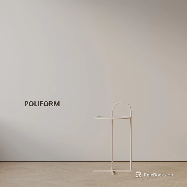 POLIFORM Modern Minimalist Side Table With Metal Frame And Round Top 3d model