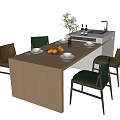 Middle Ancient Style Nakajima Bar Counter Operating Table Dining Table and Chair 3d model