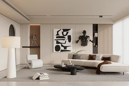 Modern living room sofa coffee table combination 3d model