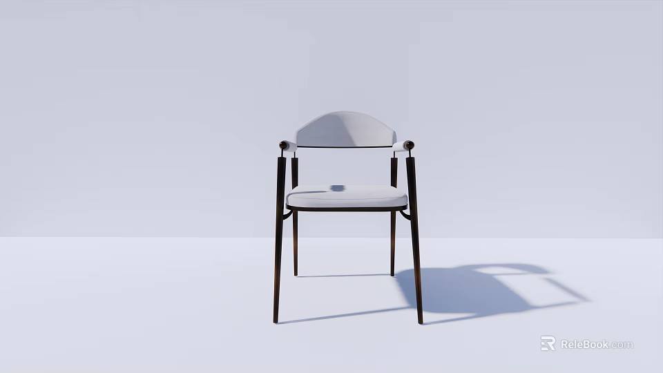 Modern White Dining Chair With Black Metal Legs And Minimalist Design 3d model 