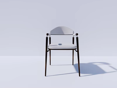 Modern White Dining Chair With Black Metal Legs And Minimalist Design 3d model