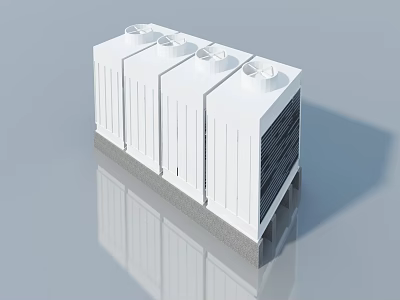 Swing Doors for Industrial Cooling Tower with White Metal Construction Design 3d model