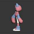 Cute 3D Cartoon Game Character With Pink Hoodie Blue Ears Pink Gloves And Shoes