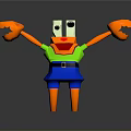 Cartoon Crab Character With Orange Claws Green Shirt And Blue Skirt In 3D Style