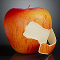 Fresh Red And Orange Apple With Partially Peeled Skin Revealing White Flesh On Dark Background