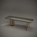 Modern Rectangular Dining Table With Green Tabletop And Dark Metal Frame 3d model