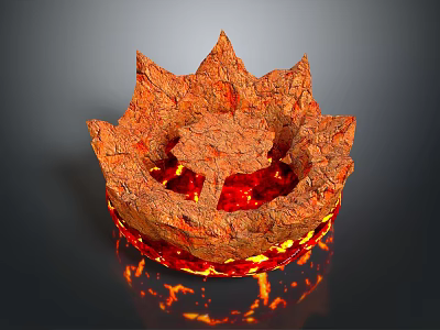 Artistic Lava Like Sculpture With Multi Petaled Structure And Glowing Red Orange Hue 3d model