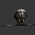 Realistic Hippopotamus Figure Standing on Light Blue Platform with Reflection and Detailed Texture 3d model