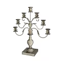 Ornate Silver Candelabra With Multiple Decorative Branches And Square Base