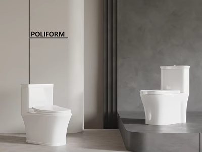 POLIFORM Modern Bathroom Featuring Two White Toilets in Minimalist Interior Design 3d model