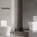 POLIFORM Modern Bathroom Featuring Two White Toilets in Minimalist Interior Design 3d model