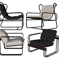 Modern Lounge Chairs With Metal Frame Leather And Fabric Upholstery Design