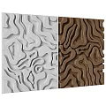 Modern 3D Textured Wall Panels With Abstract Wave Design In White Gray Brown