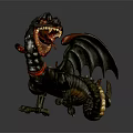Mystical Game Movie Character Dragon With Red Eyes Open Mouth Wings And Golden Tail Tip