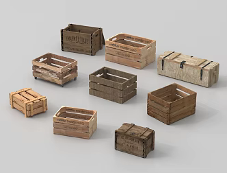 Modern wooden box express box storage box toolbox packing box beer box outdoor box 3d model