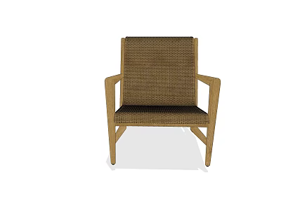 Comfortable Woven Leisure Chair With Wooden Frame And Modern Design 3d model