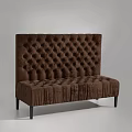 Elegant Brown Velvet Tufted Double Sofa with Button Design and Black Legs 3d model