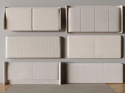 Modern Upholstered Headboard Collection in Neutral Tones with Various Designs 3d model