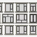 Various Modern Window Designs With Different Frame Styles And Glass Panels 3d model