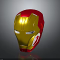 Detailed Iron Man Helmet With Red And Gold Design And Glowing Eyes 3D Render