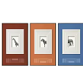 Minimalist Animal Wall Art Paintings With Giraffe Zebra Elephant In Brown Orange Blue Frames