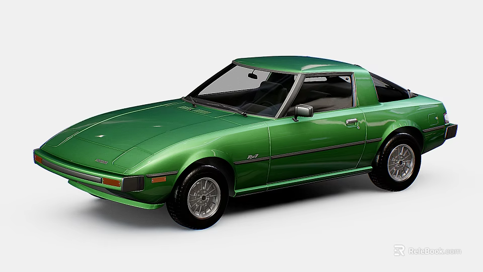 Green Classic Sports Car With Two Door Design And Sleek Exterior Look 3d model 