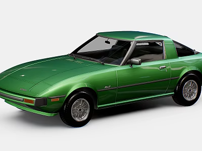 Green Classic Sports Car With Two Door Design And Sleek Exterior Look 3d model