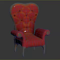 Red Heart Shaped Backrest Chair With Wooden Frame And Tufted Armrest Details