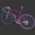 Purple Bicycle With Woven Frame And Wheels 3D Model On Dark Background