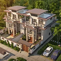 Semi detached Villa Modern Chinese Style Exterior With Gardens And Balconies