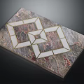 Marble Slab With Golden Plant Shaped Geometric Patterns On Dark Background 3d model