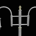 Traditional Roadside Street Lamp With Double Lanterns White Pole And Square Base