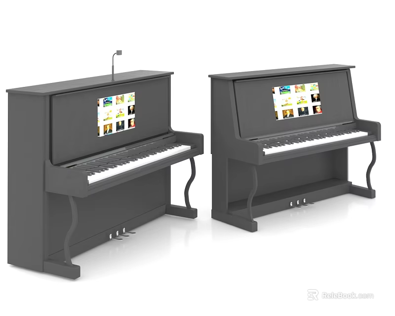 Two Black Smart Digital Pianos With Interactive Screens And Keyboard Panels 3d model